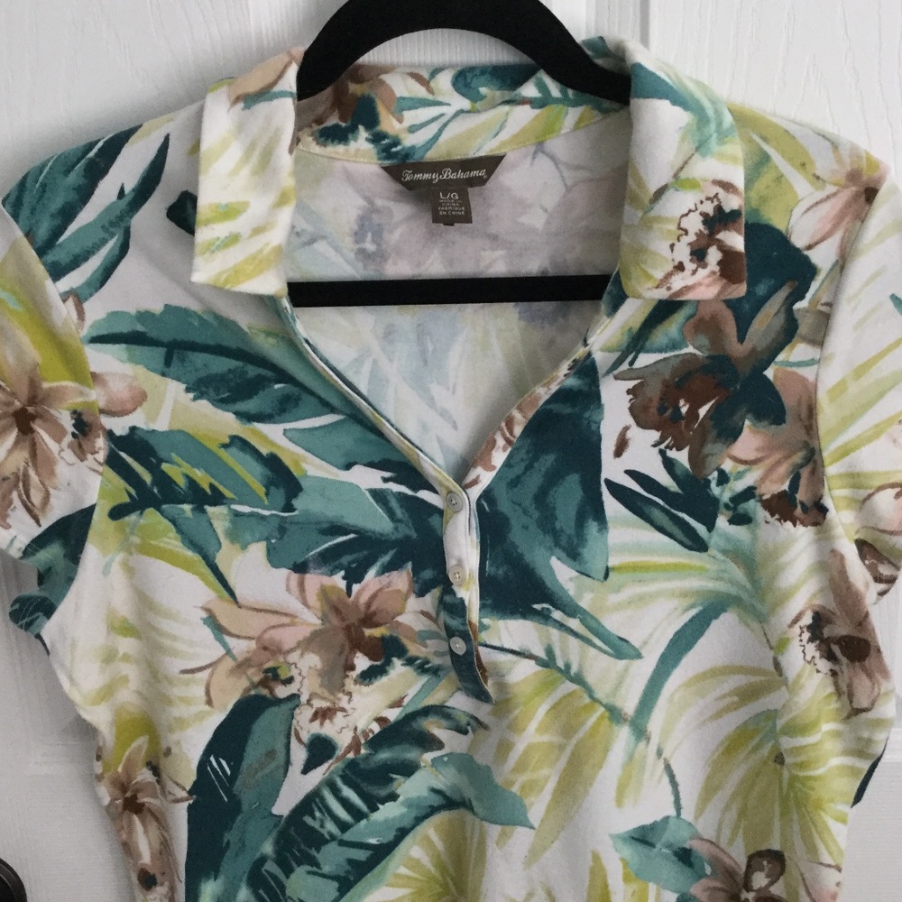 Tommy Bahama floral polo shirt Woman SZ Large